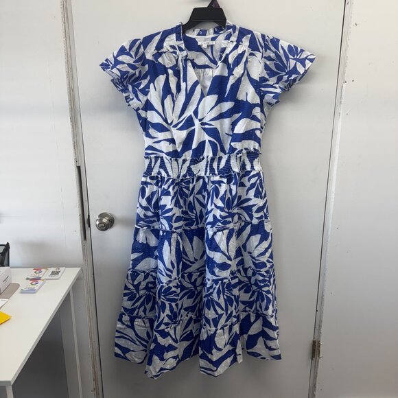 Chicos Flutter Sleeved Maxi Dress - Blue & White Vacation Dress - Chicos Size 3 - Picture 11 of 12
